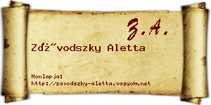 Závodszky Aletta névjegykártya